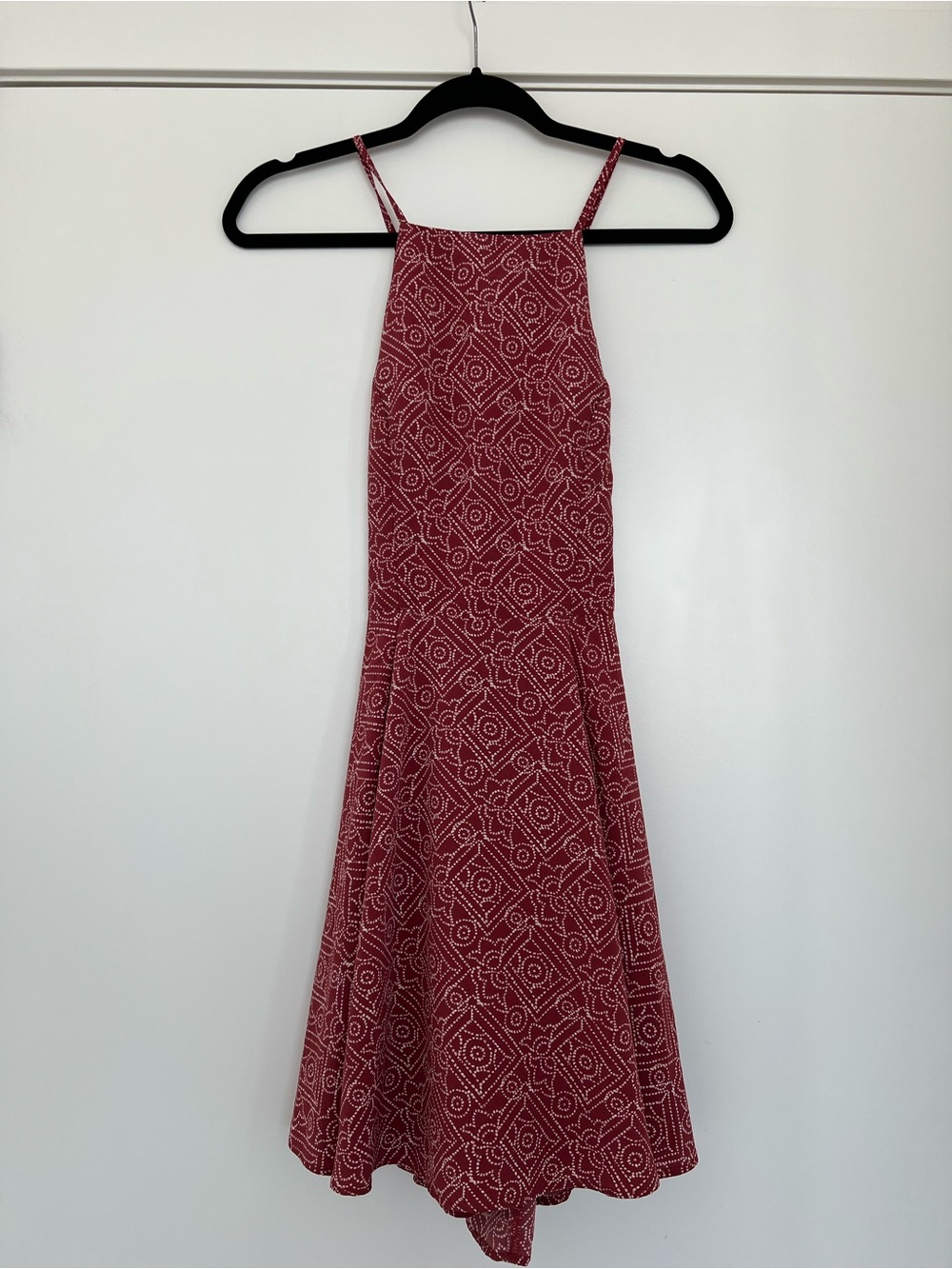 Hollister Brick Red Halter Mini Dress Open Back Lace-Up - Small